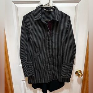 Soft Surrounding Long Black/White button-down, striped shirt size Medium